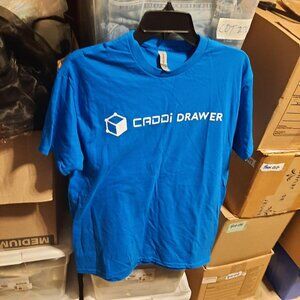 NEW ! Men Gildan Caddi Drawer Logo T Shirt Heavy Cotton Blue Size M